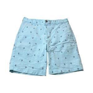 Izod Saltwater Stretch Men’s Chino Shorts Size 32 Blue‎ Allover Swordfish Print